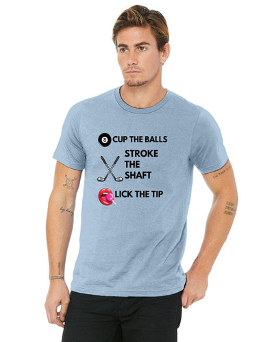 Cup the balls and stroke the shaft and lick the tip shirt,