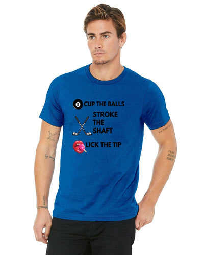 Cup the balls and stroke the shaft and lick the tip shirt,