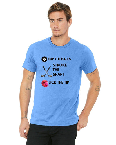 Cup the balls and stroke the shaft and lick the tip shirt,