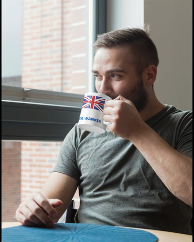British humor mug that says wanker on it for a great gift for home or office and will love a lifetime