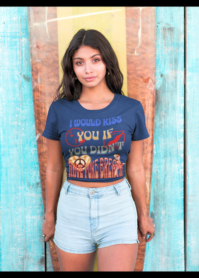 Unisex puke shirt that tells your loved ones that if they puke no kisses on funny shirt that's a great puke shirt gift for a friend
