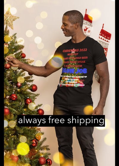 Bella + Canvas Unisex Jersey T-Shirt | 3001C adult humor blow job Christmas shirt blow job for Christmas Xmas list with adult humor