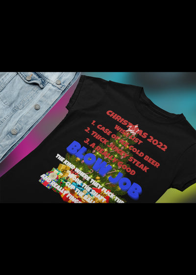 Bella + Canvas Unisex Jersey T-Shirt | 3001C adult humor blow job Christmas shirt blow job for Christmas Xmas list with adult humor