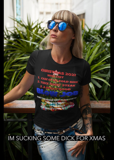 Bella + Canvas Unisex Jersey T-Shirt | 3001C adult humor blow job Christmas shirt blow job for Christmas Xmas list with adult humor
