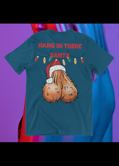 Bella + Canvas Unisex Jersey T-Shirt | 3001C Santa has a hanging ball sack merry Christmas ball sack saggy balls adult humor