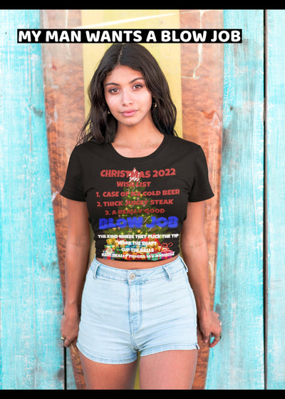 Bella + Canvas Unisex Jersey T-Shirt | 3001C adult humor blow job Christmas shirt blow job for Christmas Xmas list with adult humor