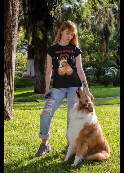 Bella + Canvas Unisex Jersey T-Shirt | 3001C Santa has a hanging ball sack merry Christmas ball sack saggy balls adult humor