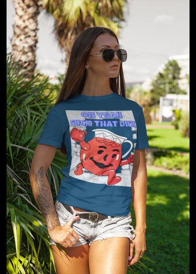 Bella + Canvas Unisex Jersey T-Shirt | 3001C Get cheered on by Kool Aid Guy for getting your dick sucked adult humor fun cock sucker