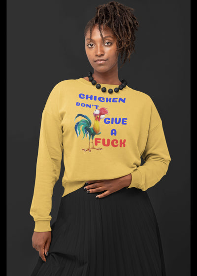 Champion 12 oz./lin. yd. Double Dry Eco Crew | S600 Hey Hey the Chicken don't give a fuck sweat shirt that makes a statement