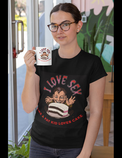Tall glossy ceramic mug If you like Sex and coffee this Mug is for you