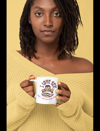 Tall glossy ceramic mug If you like Sex and coffee this Mug is for you
