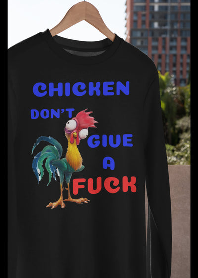 Champion 12 oz./lin. yd. Double Dry Eco Crew | S600 Hey Hey the Chicken don't give a fuck sweat shirt that makes a statement