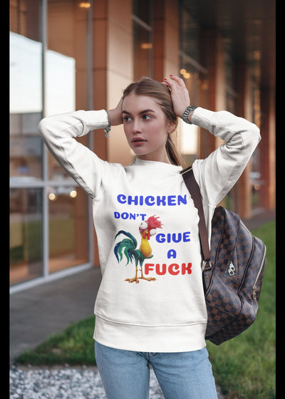 Champion 12 oz./lin. yd. Double Dry Eco Crew | S600 Hey Hey the Chicken don't give a fuck sweat shirt that makes a statement