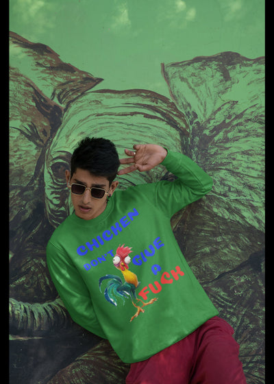 Champion 12 oz./lin. yd. Double Dry Eco Crew | S600 Hey Hey the Chicken don't give a fuck sweat shirt that makes a statement