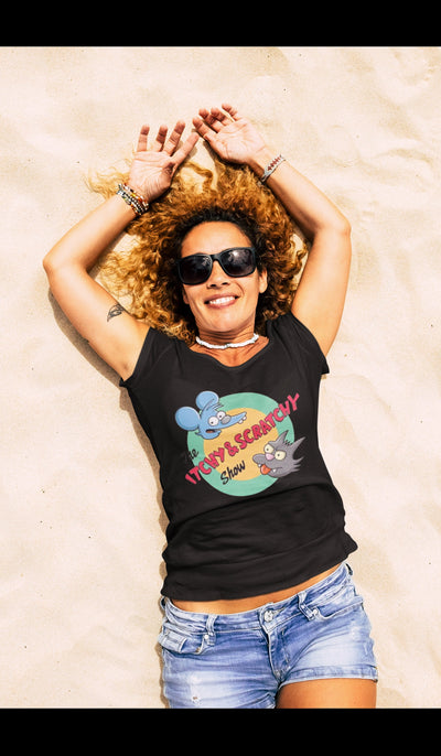 Bella + Canvas Unisex Jersey T-Shirt | 3001C Itchy and Scratchy show T shirt The Simpsons Bart and Lisa Simpson
