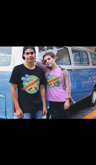Bella + Canvas Unisex Jersey T-Shirt | 3001C Itchy and Scratchy show T shirt The Simpsons Bart and Lisa Simpson