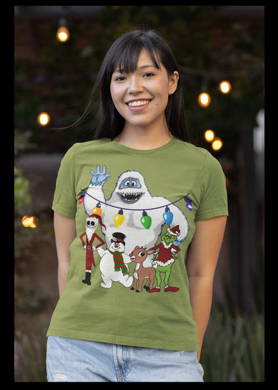 This unisex Christmas t-shirt has 5 of the most Classic Christmas cartoon Characters on it that will make you the Star of any Party