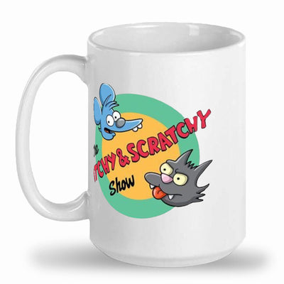 Tall glossy ceramic mug Dishwasher safe Itchy and Scratchy mug great Xmas gift Simpsons cartoon mug Simpsons pop culture
