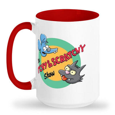 Tall glossy ceramic mug Dishwasher safe Itchy and Scratchy mug great Xmas gift Simpsons cartoon mug Simpsons pop culture