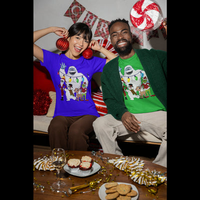 This unisex Christmas t-shirt has 5 of the most Classic Christmas cartoon Characters on it that will make you the Star of any Party