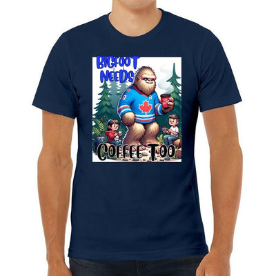 Unisex Jersey Tee Bigfoot camping with family Bigfoot having a coffee Bigfoot shirt great Bigfoot gift Bigfoot lovers shirt