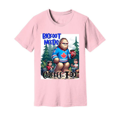 Unisex Jersey Tee Bigfoot camping with family Bigfoot having a coffee Bigfoot shirt great Bigfoot gift Bigfoot lovers shirt