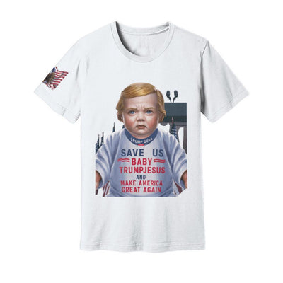 Unisex Jersey Tee Baby Trump Jesus shirt trump election 2024 shirt Donald Trump shirt 2024 election shirt baby Jesus save us