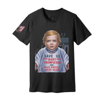 Unisex Jersey Tee Baby Trump Jesus shirt trump election 2024 shirt Donald Trump shirt 2024 election shirt baby Jesus save us