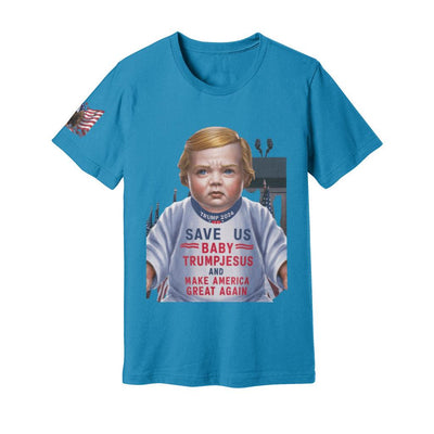 Unisex Jersey Tee Baby Trump Jesus shirt trump election 2024 shirt Donald Trump shirt 2024 election shirt baby Jesus save us