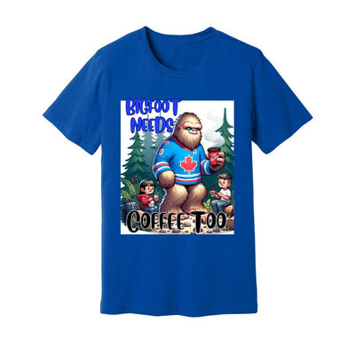 Unisex Jersey Tee Bigfoot camping with family Bigfoot having a coffee Bigfoot shirt great Bigfoot gift Bigfoot lovers shirt