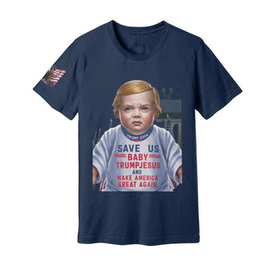 Unisex Jersey Tee Baby Trump Jesus shirt trump election 2024 shirt Donald Trump shirt 2024 election shirt baby Jesus save us